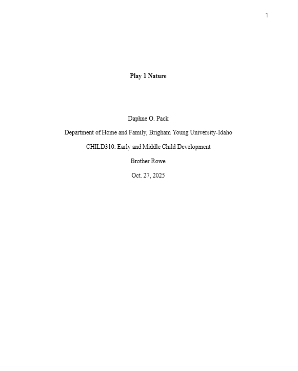 Play 1 Nature - CHILD310